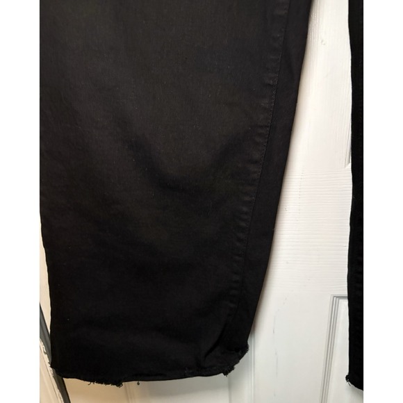 Pink Lily Black Wide Leg Jeans Frayed Hem Size 34 - Picture 2 of 3